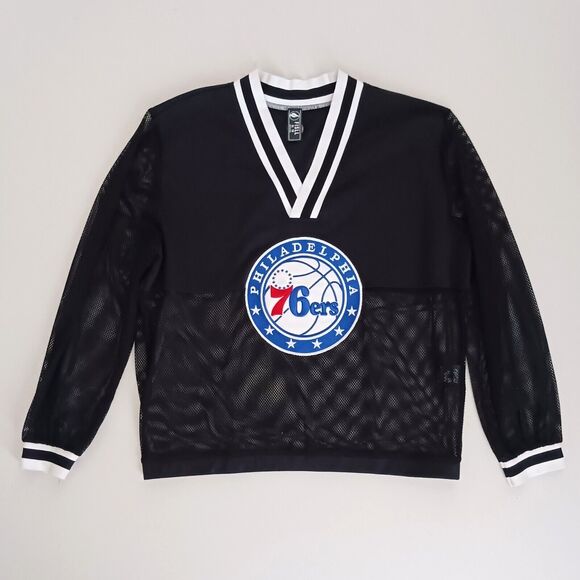 FISLL Philadelphia 76ers Ladies Mesh Fishnet Jersey Top XL Blk Lg Logo Patch - Picture 10 of 11